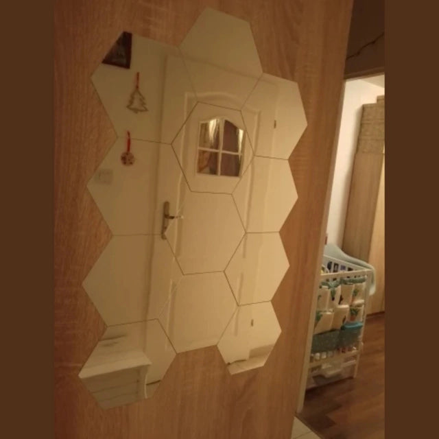 Espelho Decorativo Adesivo 3D Hexagonal