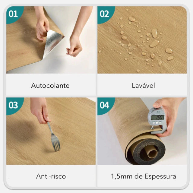 Piso Vinílico Rolo Autocolante Lavável 40cm x 3 METROS