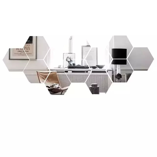 Espelho Decorativo Adesivo 3D Hexagonal