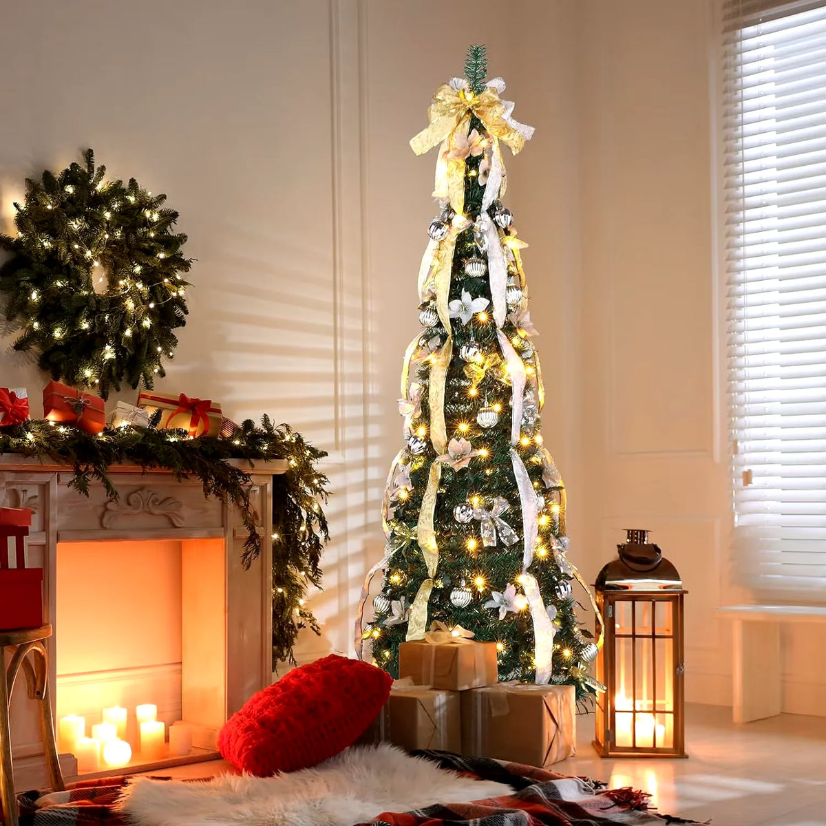 Árvore Natal Retrátil 2,10m Estilo Pinheiro