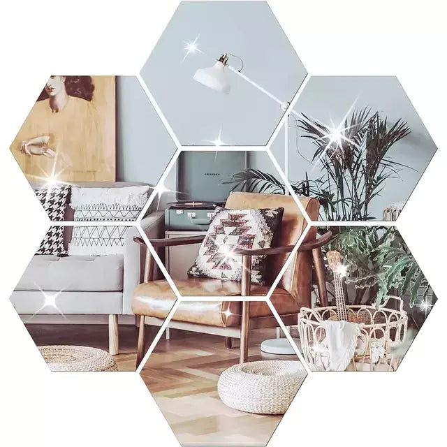 Espelho Decorativo Adesivo 3D Hexagonal